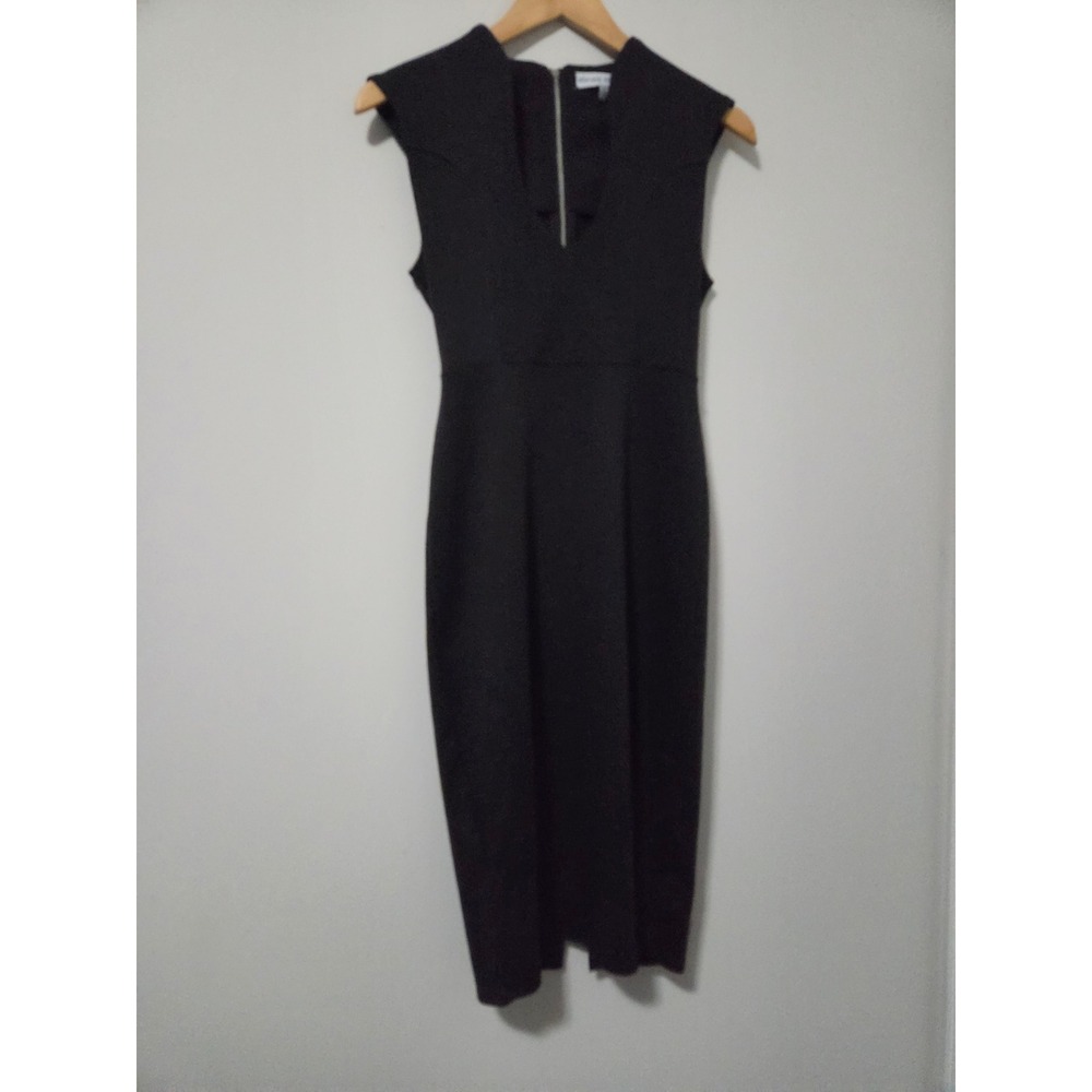Almost Famous Black Bodycon‎ Midi Dress V-Neck Exposed Back Zip DV5780-D959-5792
